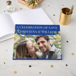 Livro de Visitas de Casamento Flor de Limão Azul E