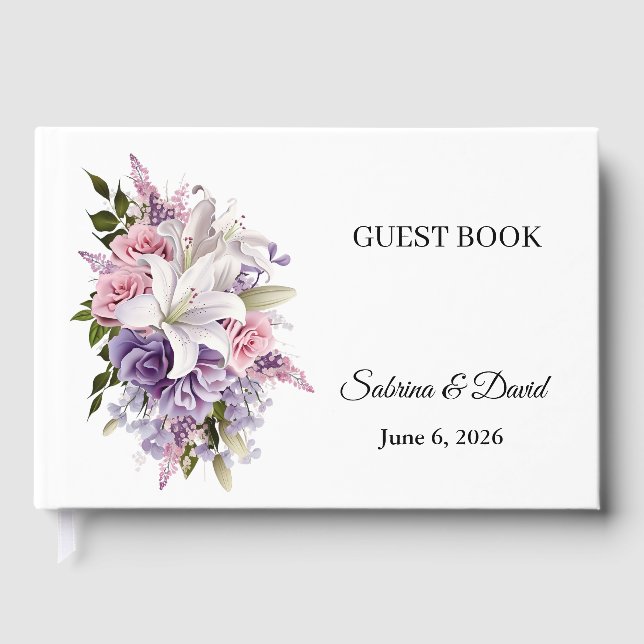 Livro de Visitas de Casamento Floral (Frente)