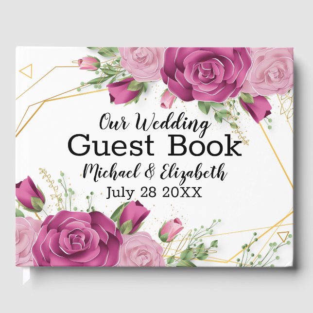 Livro de Visitas de Casamento Floral (Frente)