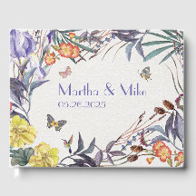 Livro de Visitas de Casamento Floral Borboleta