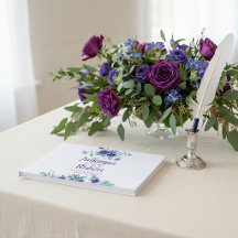 Livro de visitas de casamento floral em aquarela r
