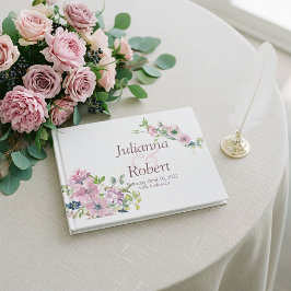 Livro de visitas de casamento floral em aquarela r