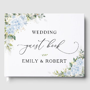 Livro de Visitas de Casamento Floral Hortênsia Azu