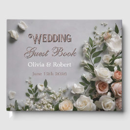 Livro de Visitas de Casamento Floral Personalizáve