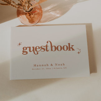 Livro de Visitas de Casamento Fonte Retro Terracot