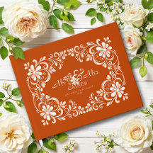 Livro de Visitas de Casamento Laranja Escuro Shabb