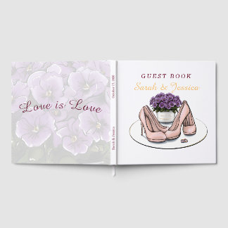 Livro de Visitas de Casamento Lésbico com Flores d