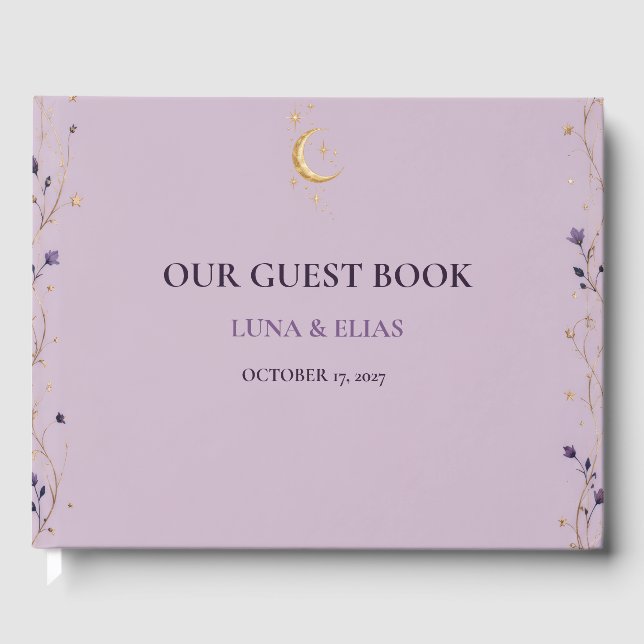 Livro de Visitas de Casamento Lilás Celestial Góti (Frente)
