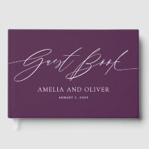 Livro de Visitas de Casamento Minimalista Roxo