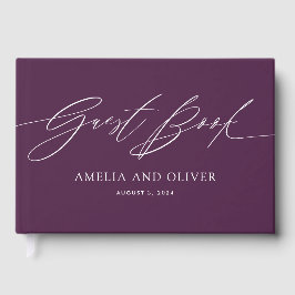 Livro de Visitas de Casamento Minimalista Roxo