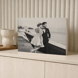 Livro de Visitas de Casamento Moderno Preto e Bran