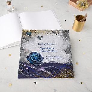 Livro de Visitas de Casamento Prata Dourado Marinh