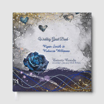 Livro de Visitas de Casamento Prata Dourado Marinh