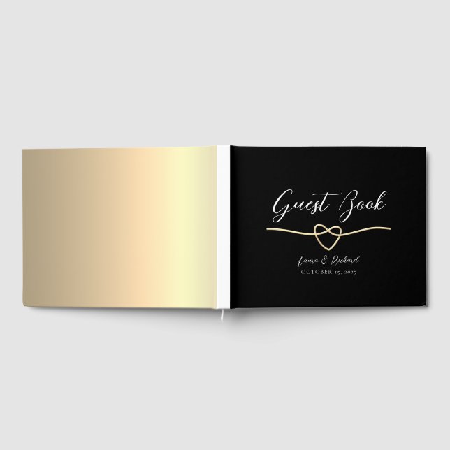 Livro de Visitas de Casamento Preto Dourado Elegan (Completo)
