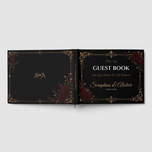 Livro de Visitas de Casamento Rosa Gótica Romântic (Completo)