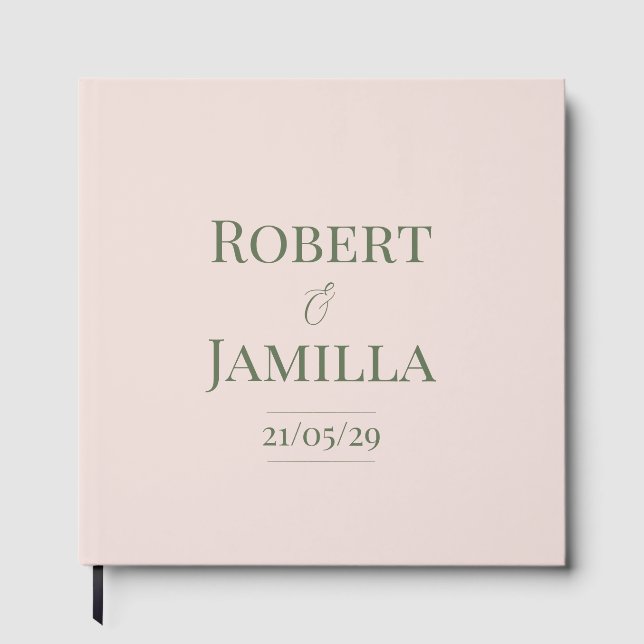 Livro de Visitas de Casamento Rosa Pálido e Verde  (Frente)