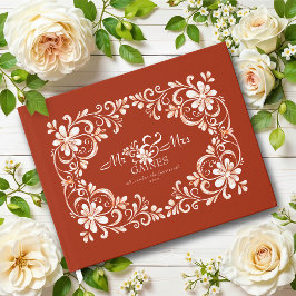 Livro de Visitas de Casamento Rosa-Tijolo Shabby C
