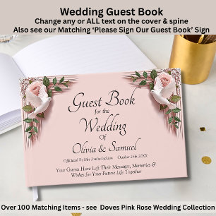 Livro de Visitas de Casamento Rosas Cor-de-Rosa &