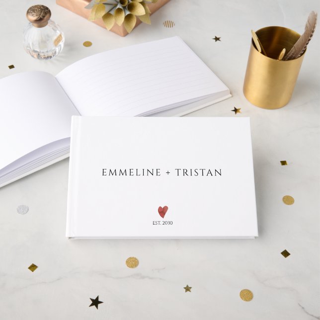 Livro de Visitas de Casamento Simples Minimalista (Frente aberta)