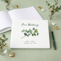 Livro de visitas de casamento verde ramo de eucali