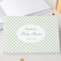 Livro de Visitas de Chá de Bebê com Bolinhas Verde