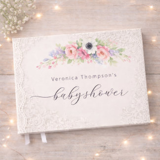 Livro de Visitas de Chá de Bebê Floral Doce