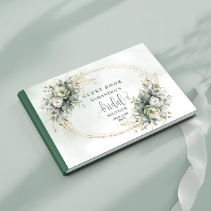 Livro de Visitas de Chá de Noiva Aquarela Verde