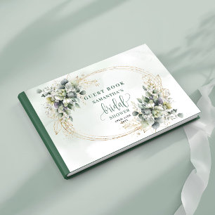 Livro de Visitas de Chá de Noiva em Aquarela Verde