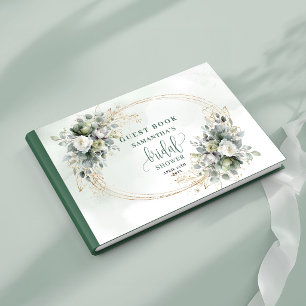 Livro de Visitas de Chá de Noiva em Aquarela Verde