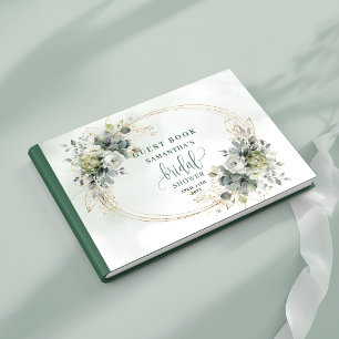 Livro de Visitas de Chá de Noiva em Verde Sujo com