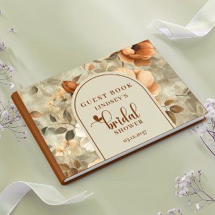 Livro de Visitas de Chá de Noiva Floral Terracota