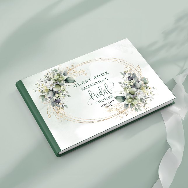 Livro de Visitas de Chuveiro de Noiva Botânico em  (Watercolor Botanical Bridal Shower Guest Book)
