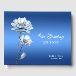 Livro de Visitas de Flores de Aquarela Azul