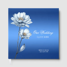Livro de Visitas de Flores de Aquarela Azul