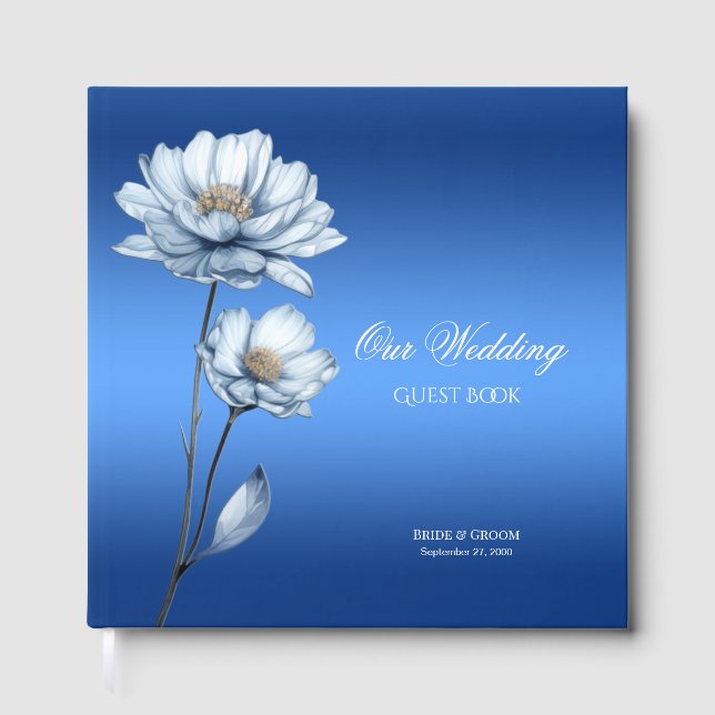 Livro de Visitas de Flores de Aquarela Azul (Frente)