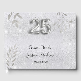 livro de visitas de folhagem de prata do 25º anive
