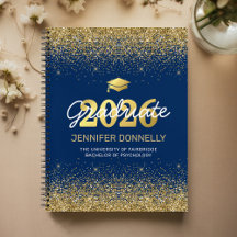 Livro de Visitas de Formatura com Foto Azul e Dour