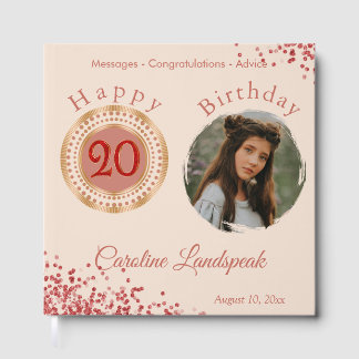 Livro de Visitas de Fotos de Aniversário com Brilh