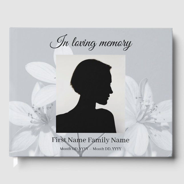 Livro de visitas de funeral de flor cinza (Frente)