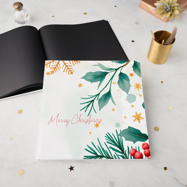 Livro de Visitas de Natal em Aquarela – Férias (Frente aberta)