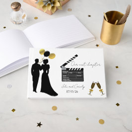 Livro de Visitas de Noiva com Foil Silhueta Clássi