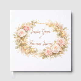 Livro de Visitas de Noiva com Rosas Rosa Suave