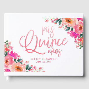 Livro de Visitas de Quinze Anos Rosa Floral