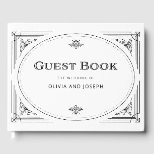 Livro De Visitas Deco Moderno Casamento negro e branco legante