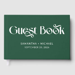 Livro De Visitas Decoração Serif Deep Pine Casamento