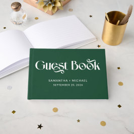 Livro De Visitas Decoração Serif Deep Pine Casamento