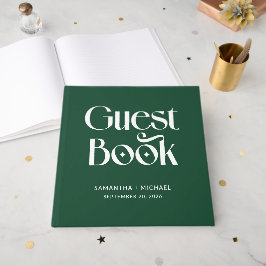 Livro De Visitas Decoração Serif Deep Pine Casamento