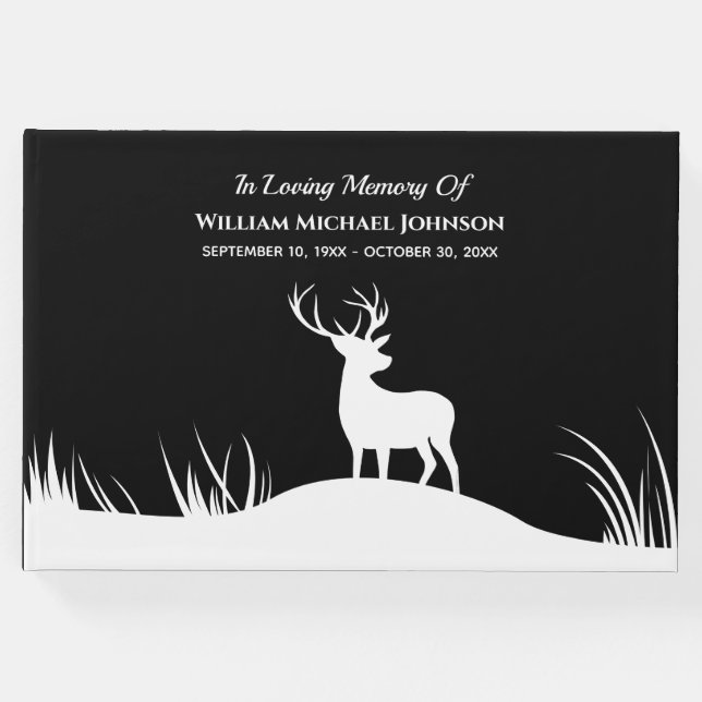 Livro De Visitas Deer In Loving Memory Lembrança Funeral (Frente)