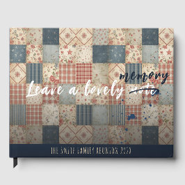 Livro De Visitas Deixe uma Memória Patchwork Família Reunião Vintag