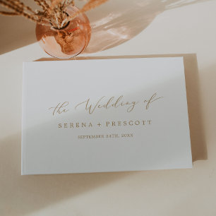 Livro De Visitas Delicar Casamento Dourado de Monograma de Trás